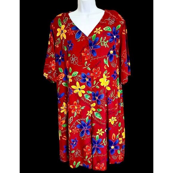 VTG Jacque &‎ Koko Romper Womens 14/16 Pockets Floral Red Multicolor *See Note - Picture 16 of 16